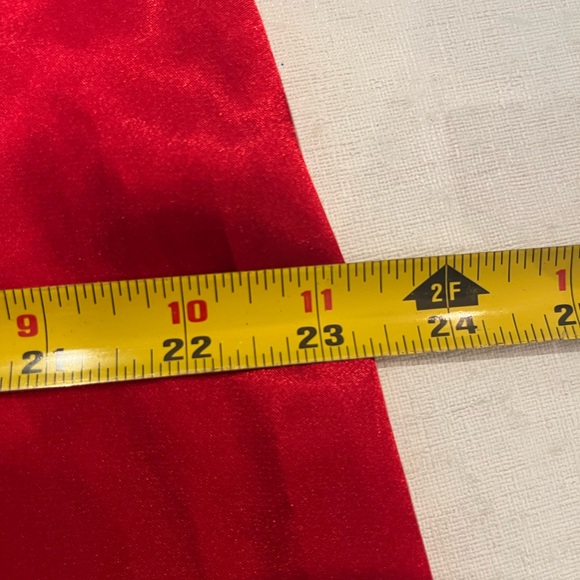 Vintage red satin stellar and celestial embroidered slip style nightgown. GUC! - Picture 6 of 7